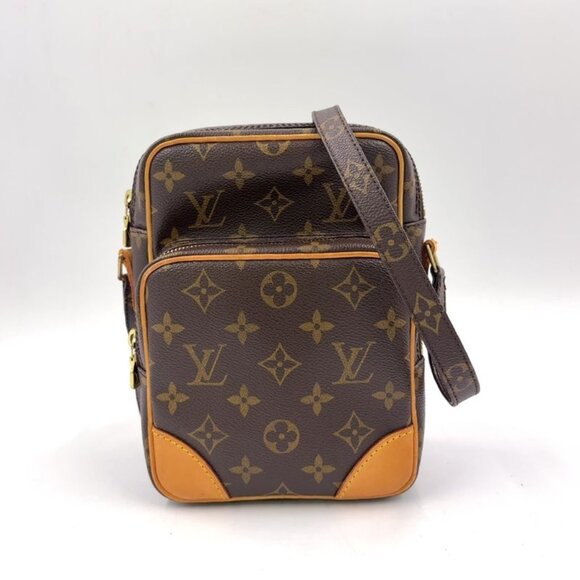 Louis Vuitton Amazon Monogram Leather Brown Shoulder Bag Gold